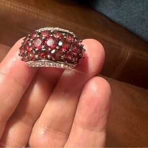 Gorgeous garnet stamped sterling silver cluster Ring - Women Jewelry